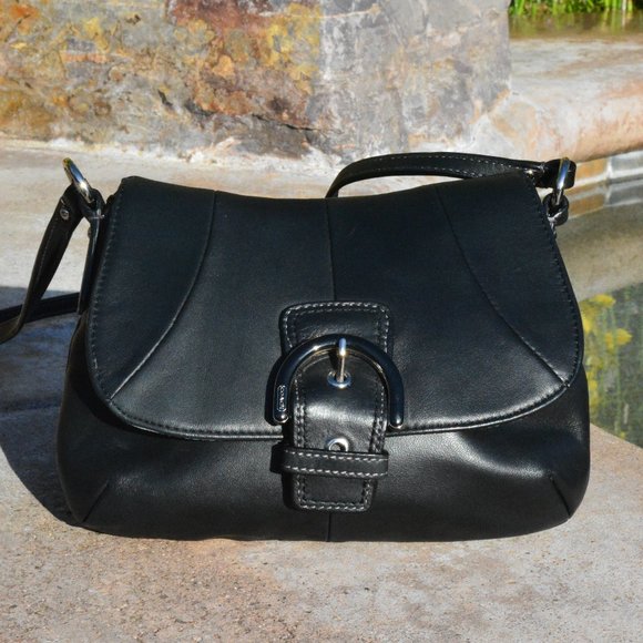 Coach Handbags - Coach Black Leather Soho Buckle Flap Mini
